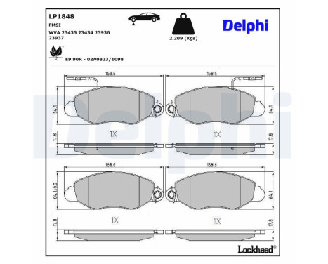 Brake Pad Set, disc brake LP1848 Delphi