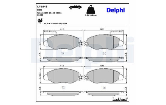 Brake Pad Set, disc brake LP1848 Delphi, Image 3