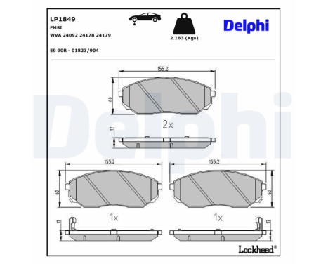 Brake Pad Set, disc brake LP1849 Delphi