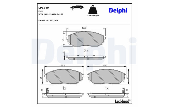 Brake Pad Set, disc brake LP1849 Delphi, Image 3