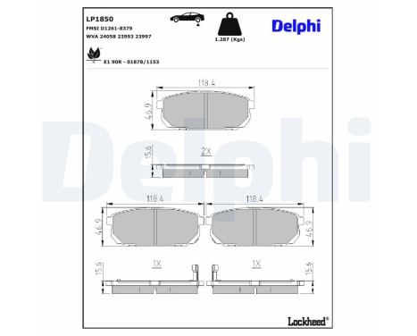 Brake Pad Set, disc brake LP1850 Delphi