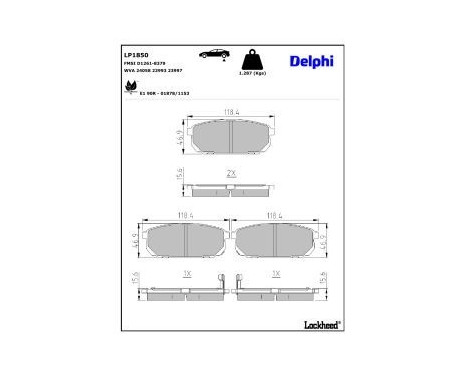 Brake Pad Set, disc brake LP1850 Delphi