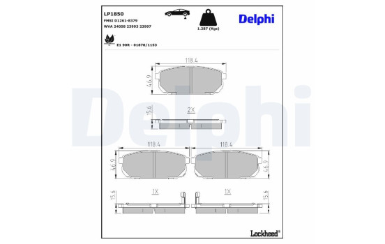 Brake Pad Set, disc brake LP1850 Delphi, Image 3
