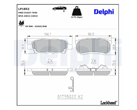Brake Pad Set, disc brake LP1852 Delphi