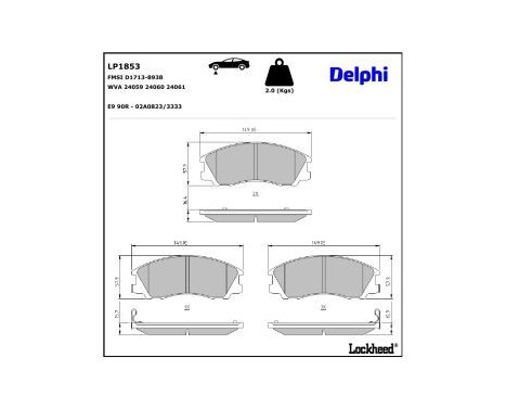 Brake Pad Set, disc brake LP1853 Delphi