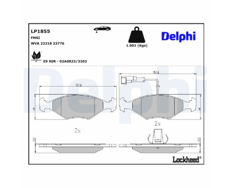 Brake Pad Set, disc brake LP1855 Delphi