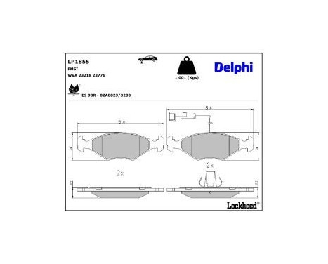 Brake Pad Set, disc brake LP1855 Delphi