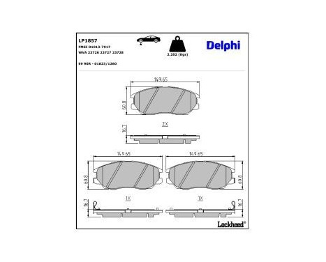 Brake Pad Set, disc brake LP1857 Delphi