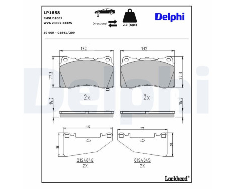 Brake Pad Set, disc brake LP1858 Delphi