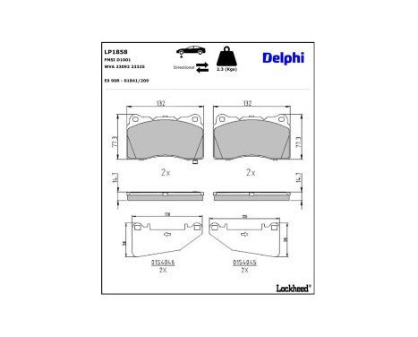 Brake Pad Set, disc brake LP1858 Delphi
