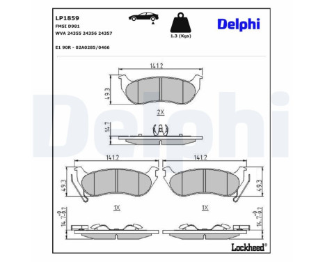 Brake Pad Set, disc brake LP1859 Delphi