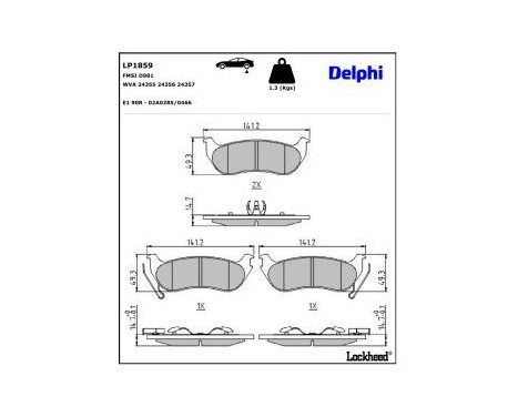 Brake Pad Set, disc brake LP1859 Delphi