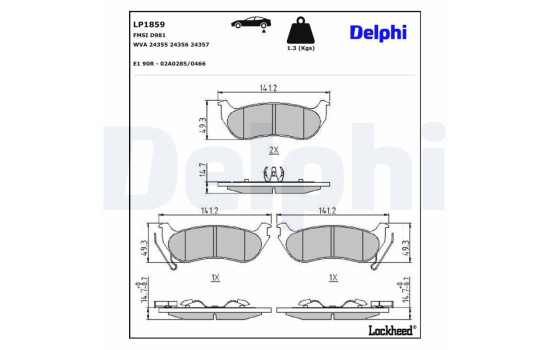 Brake Pad Set, disc brake LP1859 Delphi
