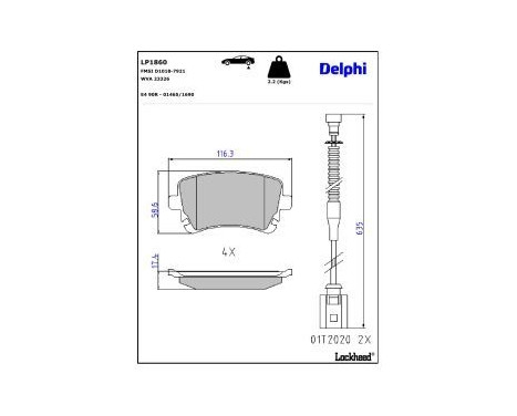 Brake Pad Set, disc brake LP1860 Delphi