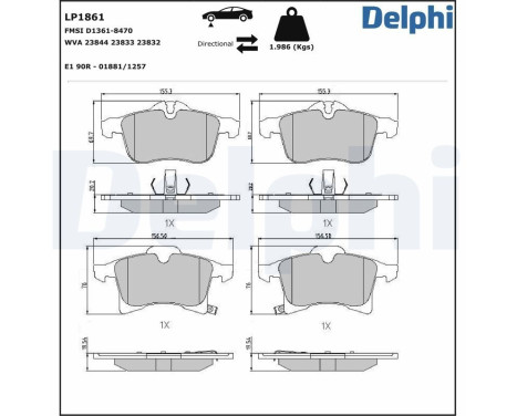 Brake Pad Set, disc brake LP1861 Delphi