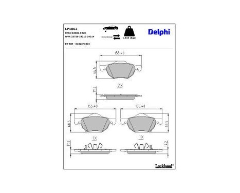 Brake Pad Set, disc brake LP1862 Delphi