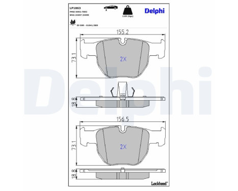 Brake Pad Set, disc brake LP1863 Delphi