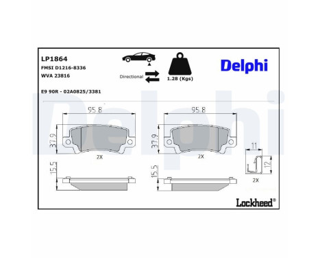 Brake Pad Set, disc brake LP1864 Delphi, Image 3