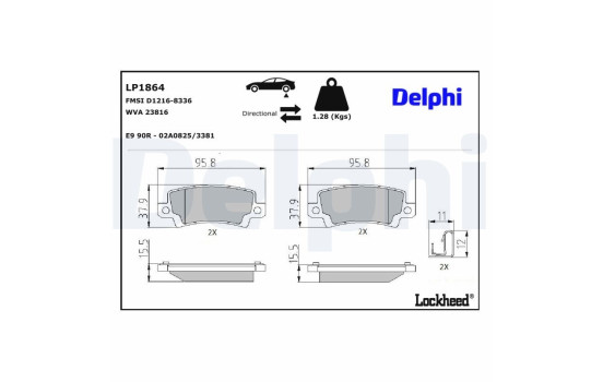 Brake Pad Set, disc brake LP1864 Delphi, Image 3