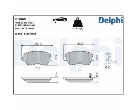 Brake Pad Set, disc brake LP1865 Delphi