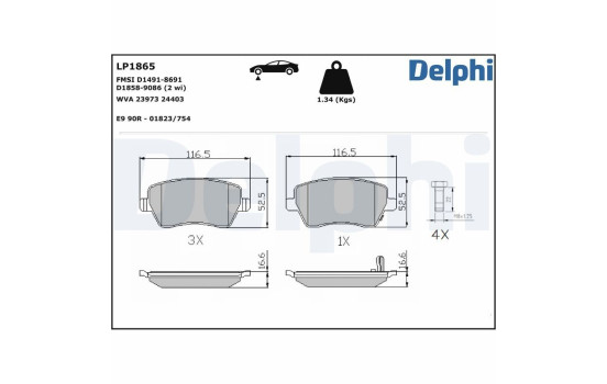 Brake Pad Set, disc brake LP1865 Delphi
