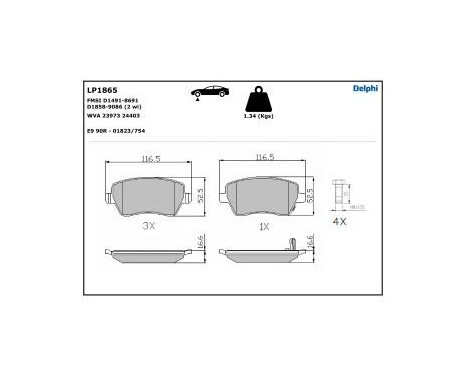 Brake Pad Set, disc brake LP1865 Delphi, Image 5