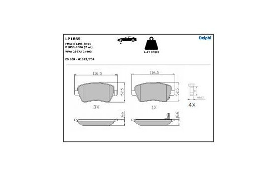 Brake Pad Set, disc brake LP1865 Delphi, Image 5