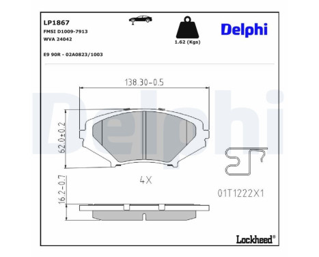 Brake Pad Set, disc brake LP1867 Delphi