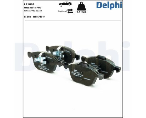 Brake Pad Set, disc brake LP1869 Delphi, Image 2