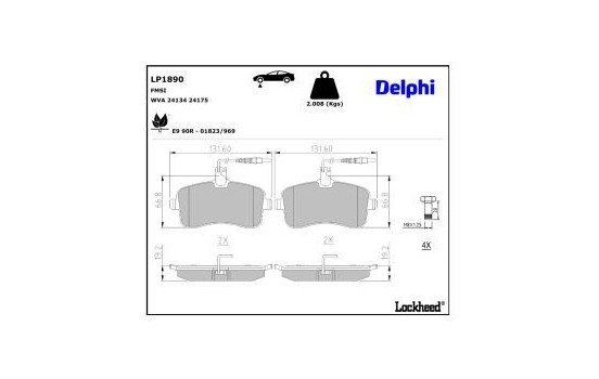 Brake Pad Set, disc brake LP1890 Delphi, Image 3