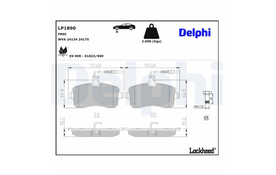Brake Pad Set, disc brake LP1890 Delphi, Image 3