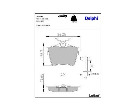 Brake Pad Set, disc brake LP1892 Delphi, Image 4