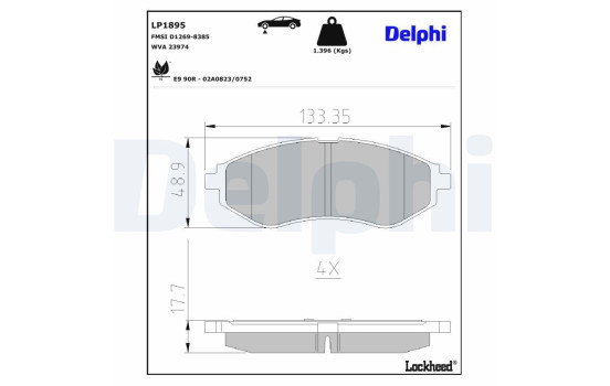 Brake Pad Set, disc brake LP1895 Delphi, Image 3
