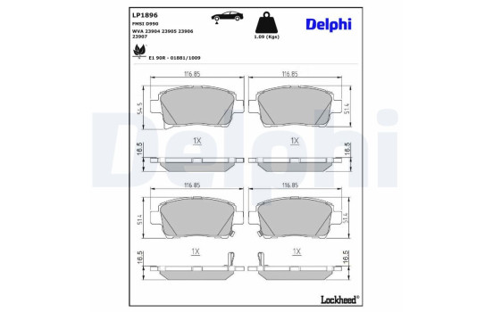 Brake Pad Set, disc brake LP1896 Delphi, Image 3