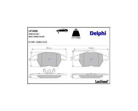Brake Pad Set, disc brake LP1898 Delphi, Image 4
