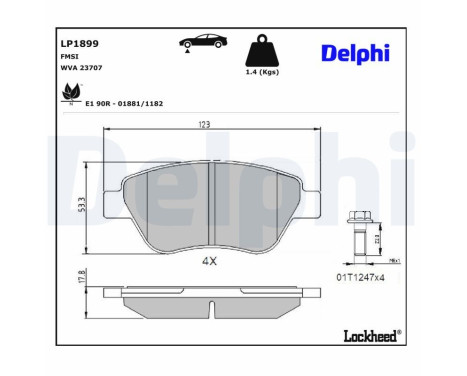 Brake Pad Set, disc brake LP1899 Delphi