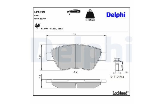 Brake Pad Set, disc brake LP1899 Delphi, Image 3