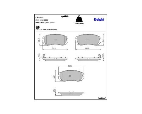 Brake Pad Set, disc brake LP1902 Delphi, Image 3