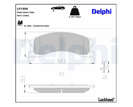 Brake Pad Set, disc brake LP1906 Delphi
