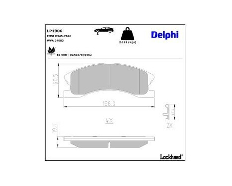 Brake Pad Set, disc brake LP1906 Delphi
