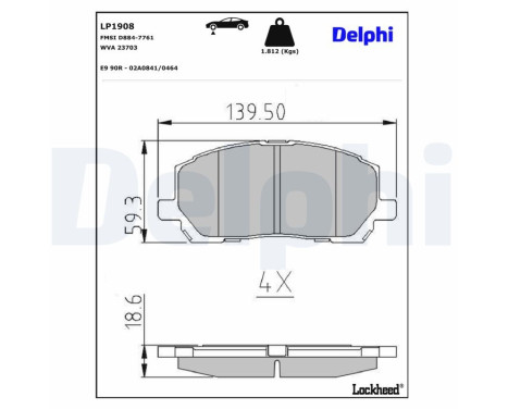 Brake Pad Set, disc brake LP1908 Delphi