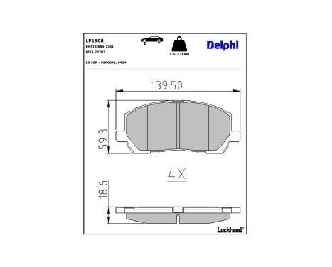 Brake Pad Set, disc brake LP1908 Delphi
