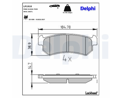 Brake Pad Set, disc brake LP1910 Delphi
