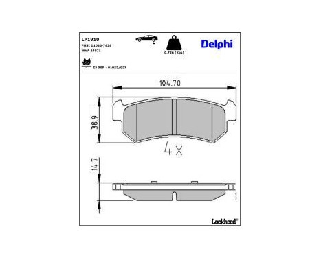 Brake Pad Set, disc brake LP1910 Delphi