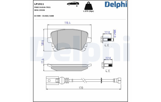 Brake Pad Set, disc brake LP1911 Delphi