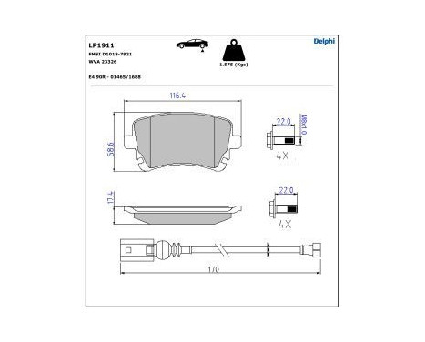Brake Pad Set, disc brake LP1911 Delphi, Image 5