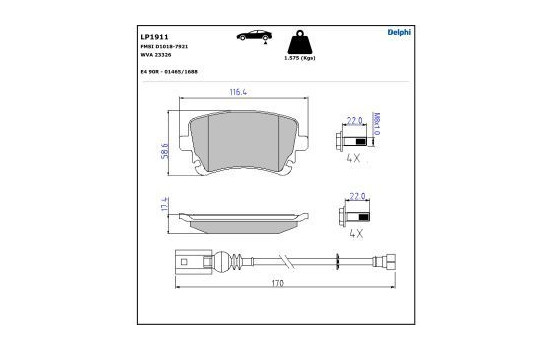 Brake Pad Set, disc brake LP1911 Delphi, Image 5