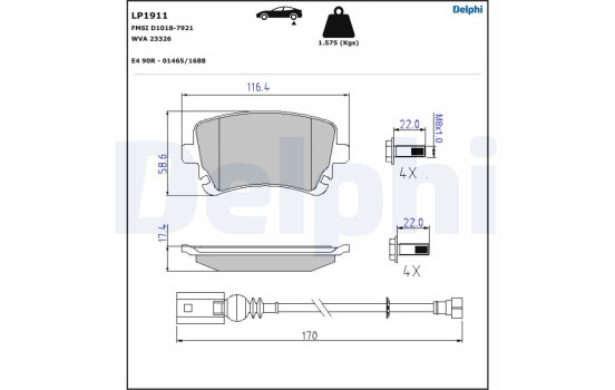 Brake Pad Set, disc brake LP1911 Delphi, Image 5