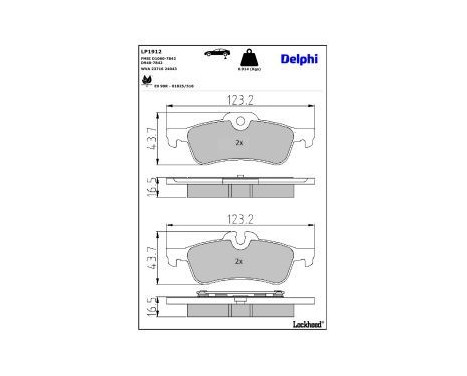 Brake pad set, disc brake LP1912 Delphi, Image 3