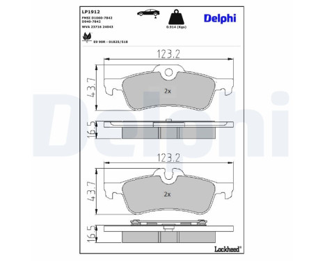 Brake pad set, disc brake LP1912 Delphi, Image 3